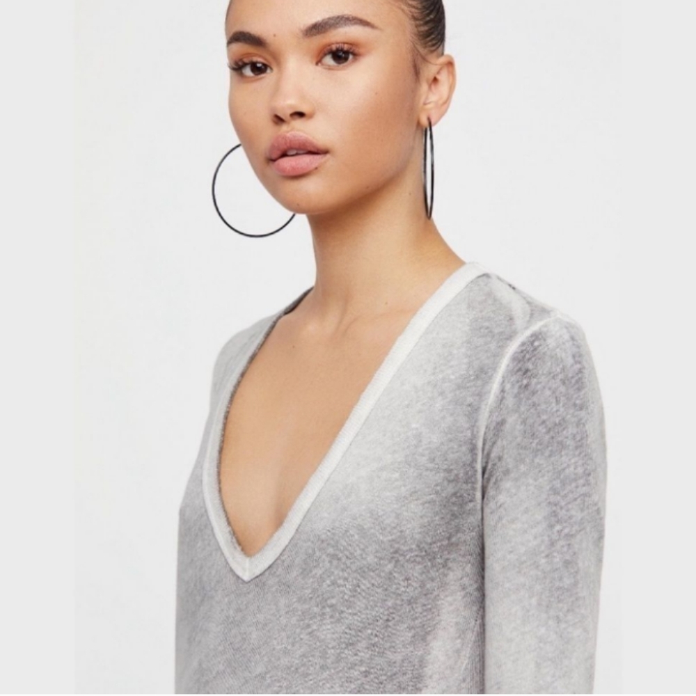 COPY - Free People | We The Free | Long Sleeve V-neck Tunic Tee Gray size S Sma… - Picture 3 of 9